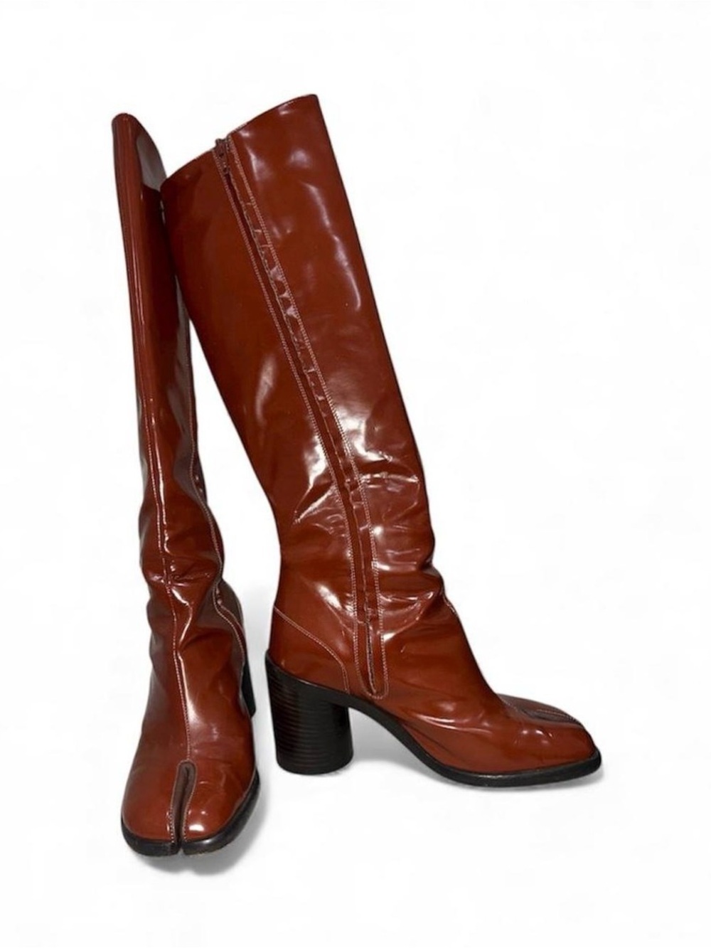 Maison Martin Margiela Chestnut Brown Split-Toe Knee Boots